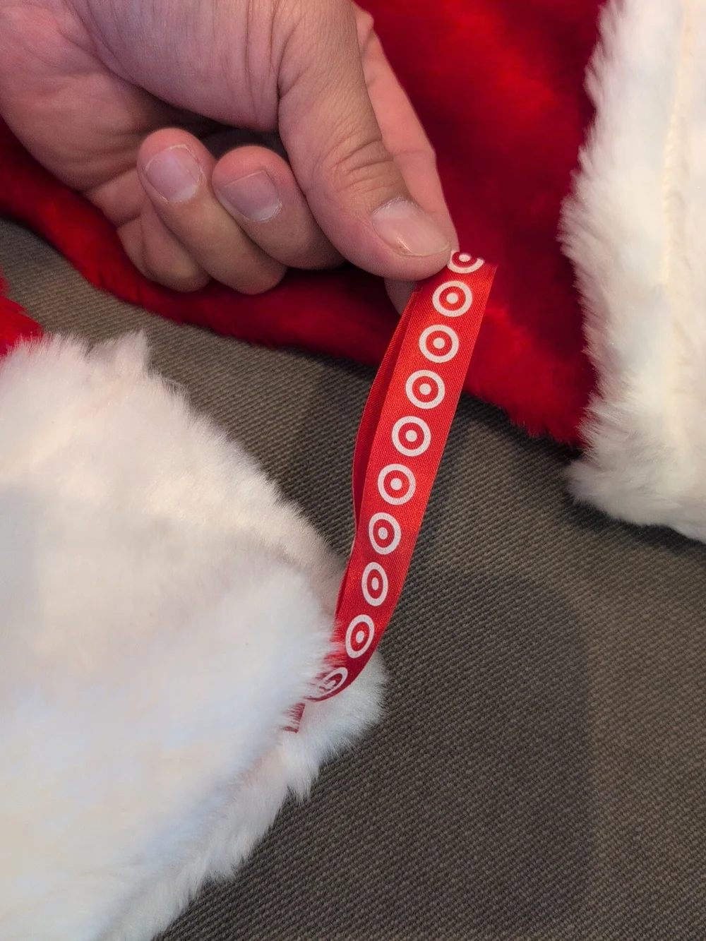 Set of Red Plush Christmas Stockings with White Faux Fur Cuffs